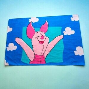 Vintage Winnie the Pooh Piglet Pillowcase Double Sided Disney 1990s Bedding